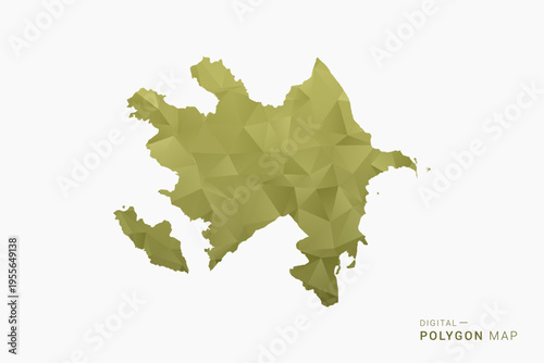 Azerbaijan polygon map vector illustration in low poly geometric style, soft pastel colors with Olive green, clean silhouette on solid background, ideal for infographic.