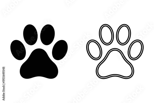 Black and outlined animal paw prints.