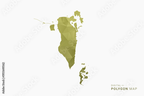 Bahrain polygon map vector illustration in low poly geometric style, soft pastel colors with Olive green, clean silhouette on solid background, ideal for infographic.