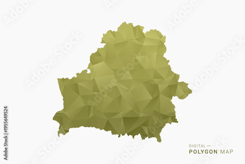 Belarus polygon map vector illustration in low poly geometric style, soft pastel colors with Olive green, clean silhouette on solid background, ideal for infographic.