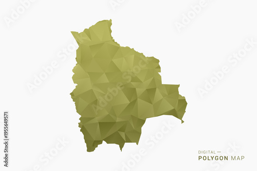 Bolivia polygon map vector illustration in low poly geometric style, soft pastel colors with Olive green, clean silhouette on solid background, ideal for infographic.