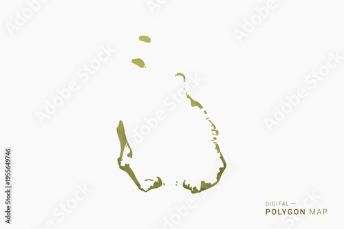 Cocos Islands polygon map vector illustration in low poly geometric style, soft pastel colors with Olive green, clean silhouette on solid background, ideal for infographic.