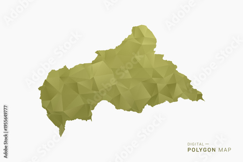 Central African Republic polygon map vector illustration in low poly geometric style, soft pastel colors with Olive green, clean silhouette on solid background, ideal for infographic.