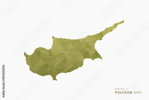 Cyprus polygon map vector illustration in low poly geometric style, soft pastel colors with Olive green, clean silhouette on solid background, ideal for infographic.