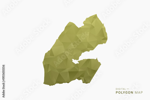 Djibouti polygon map vector illustration in low poly geometric style, soft pastel colors with Olive green, clean silhouette on solid background, ideal for infographic.