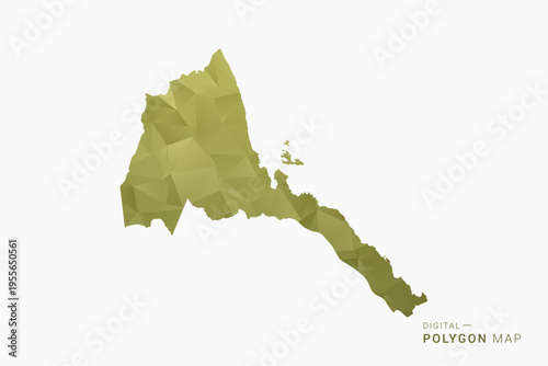 Eritrea polygon map vector illustration in low poly geometric style, soft pastel colors with Olive green, clean silhouette on solid background, ideal for infographic.
