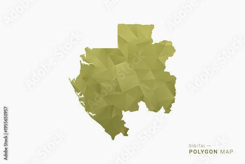 Gabon polygon map vector illustration in low poly geometric style, soft pastel colors with Olive green, clean silhouette on solid background, ideal for infographic.
