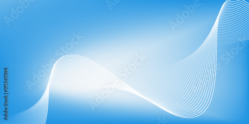 Smooth white waves glide across soft blue gradient. Elegant motion suggests fluidity and calm. Ideal for wellness, tech, or modern design projects. Bright tones evoke clarity and serenity