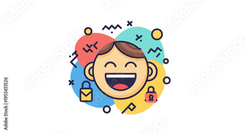 Colorful illustration of a smiling cartoon character celebrating April Fools' Day with a joyful prank and surprise