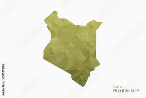Kenya polygon map vector illustration in low poly geometric style, soft pastel colors with Olive green, clean silhouette on solid background, ideal for infographic.