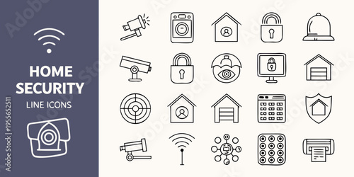 Home security line and symbols line safety protection lock shield