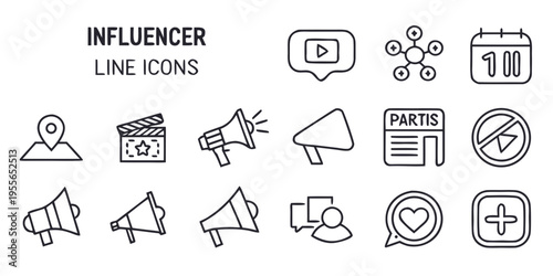 Influencer line for social media marketing line marketing megaphone calendar