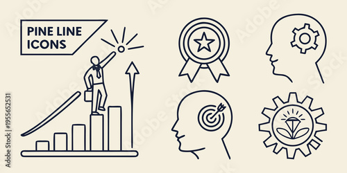 Line of business success and motivation line business growth chart medal