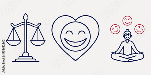 Line of justice, love, and meditation line justice balance heart