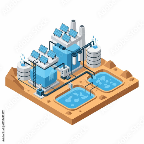 Industrial Water Treatment Plant with Solar Power.