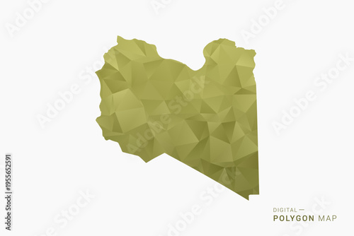 Libya polygon map vector illustration in low poly geometric style, soft pastel colors with Olive green, clean silhouette on solid background, ideal for infographic.