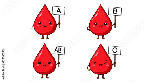 Continuous line drawing hands presenting blood drops with type labels, blood donation campaign concept minimal medical vector illustration