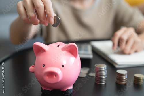 Bild auf Leinwand Close up hands of a Woman doing investment accounting for future wealth
