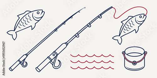 Fishing gear and fishing rod reel bucket waves