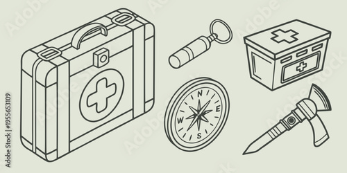 Medical and outdoor in line style first aid emergency line compass