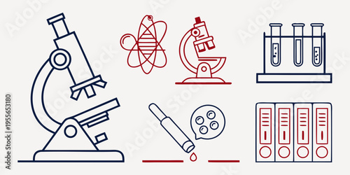 Science and laboratory equipment microscope test tubes