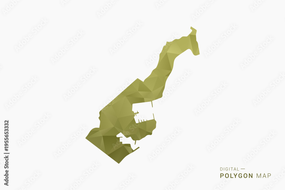 Naklejka premium Monaco polygon map vector illustration in low poly geometric style, soft pastel colors with Olive green, clean silhouette on solid background, ideal for infographic.