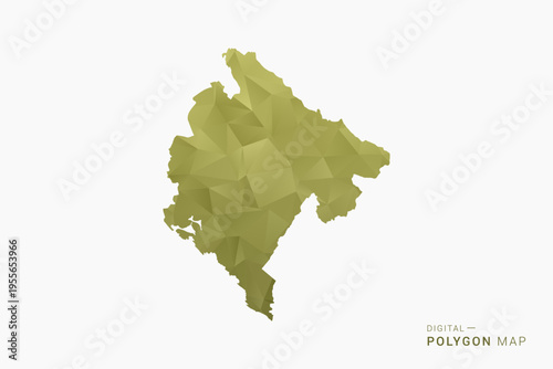Montenegro polygon map vector illustration in low poly geometric style, soft pastel colors with Olive green, clean silhouette on solid background, ideal for infographic.