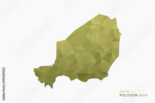 Niger polygon map vector illustration in low poly geometric style, soft pastel colors with Olive green, clean silhouette on solid background, ideal for infographic.