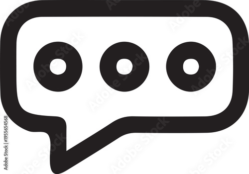 A minimalist black icon representing a speech bubble with three dots indicating active messaging