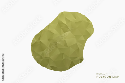 Nauru polygon map vector illustration in low poly geometric style, soft pastel colors with Olive green, clean silhouette on solid background, ideal for infographic.