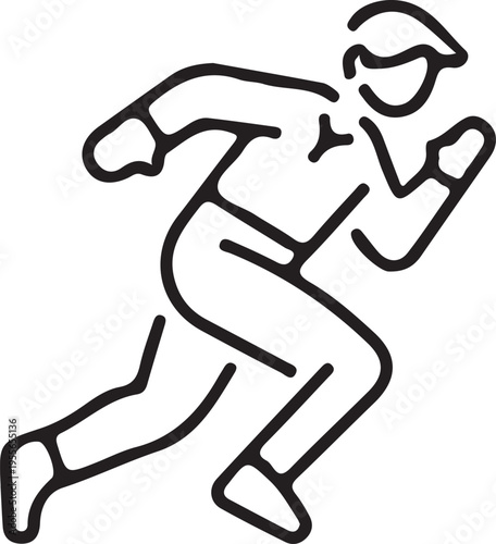 A minimalist black and white line art icon representing a person running or moving very quickly