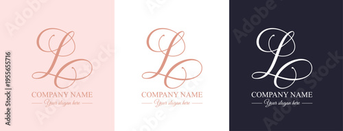 Elegant L letter logo monogram in luxury style with flowing calligraphy lines, premium branding template for boutique, beauty salon and wedding business 