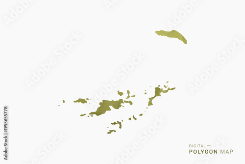British Virgin Islands polygon map vector illustration in low poly geometric style, soft pastel colors with Olive green, clean silhouette on solid background, ideal for infographic.