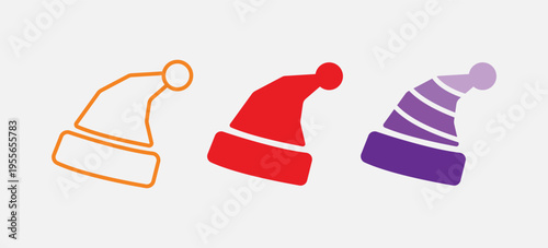 Three colorful santa hats illustration