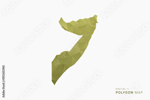 Somalia polygon map vector illustration in low poly geometric style, soft pastel colors with Olive green, clean silhouette on solid background, ideal for infographic.