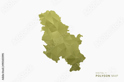 Serbia polygon map vector illustration in low poly geometric style, soft pastel colors with Olive green, clean silhouette on solid background, ideal for infographic.
