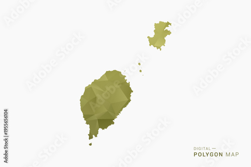 Sao Tome and Principe polygon map vector illustration in low poly geometric style, soft pastel colors with Olive green, clean silhouette on solid background, ideal for infographic.