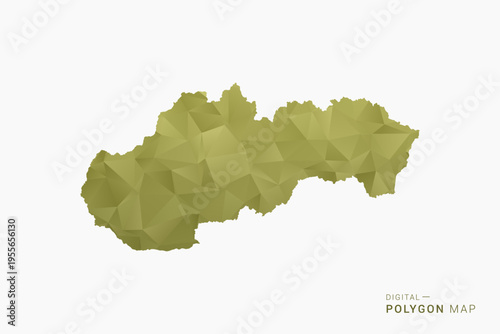 Slovakia polygon map vector illustration in low poly geometric style, soft pastel colors with Olive green, clean silhouette on solid background, ideal for infographic.