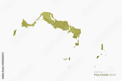 Turks and Caicos Islands polygon map vector illustration in low poly geometric style, soft pastel colors with Olive green, clean silhouette on solid background, ideal for infographic.