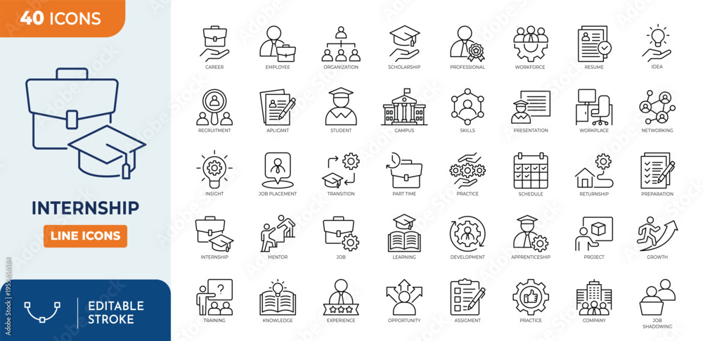 Foto Internship icon set