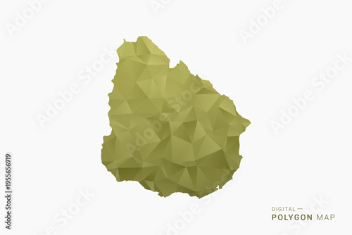 Uruguay polygon map vector illustration in low poly geometric style, soft pastel colors with Olive green, clean silhouette on solid background, ideal for infographic.