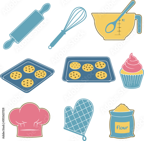Baking essentials and treats illustration