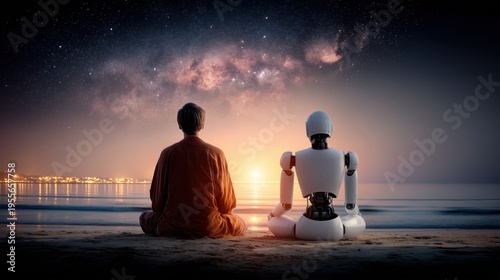 Mindfulness with AI Companion, Human and Robot Meditation Under the Milky Way