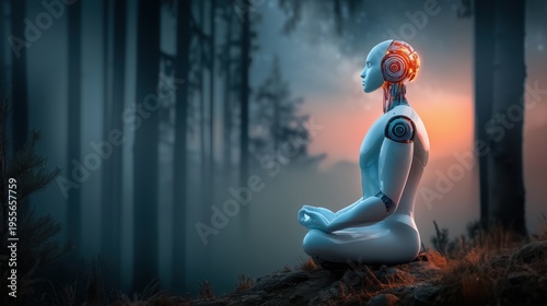 AI consciousness and humanoid robot mindfulness, AGI future concept
