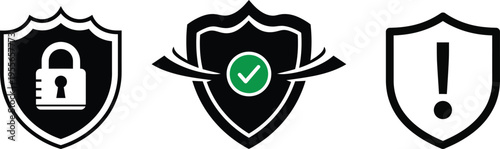 Security icons set with shield and lock symbols