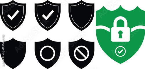 Security icons with shield and lock symbols