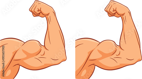 Strong Muscular Arm Flexing Bicep Vector Illustration with Fitness Bodybuilding Concept, Human Strength Symbol Design Isolated on White Background
