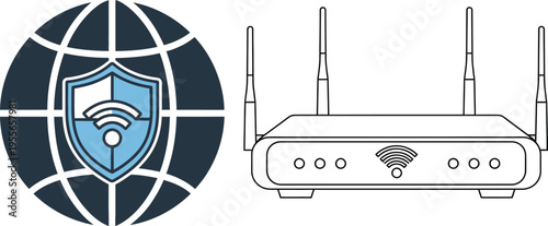 Network security and wireless router illustration
