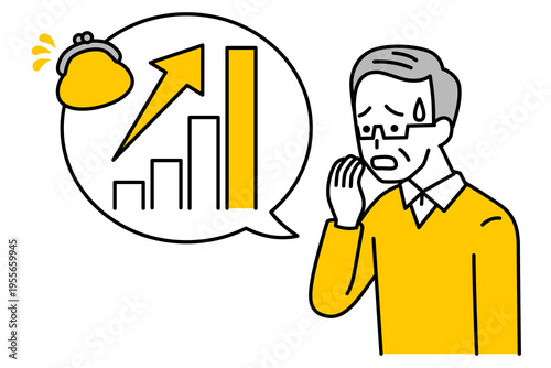 物価高騰で動揺する年配の男性