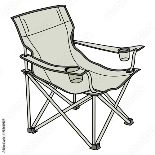 Portable outdoor folding stool isolated on white background vector illustration